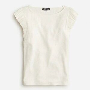 J crew Vintage rib ruffle boatneck tank top ivory